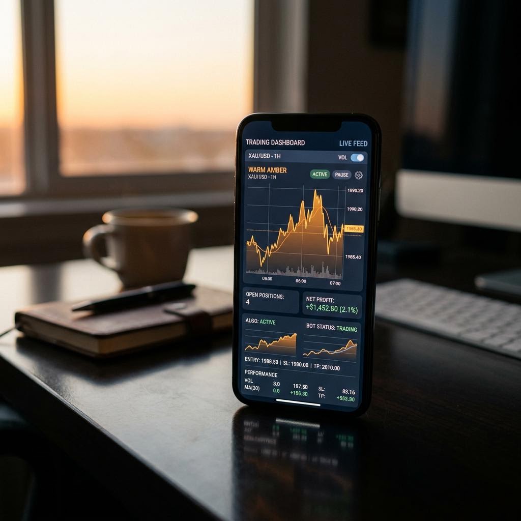 Parasetix AI kriptovaliutų prekybos platforma išmaniajame telefone